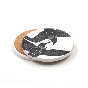Coasters: 100% NZ Ceramic Coaster Linocut Tui