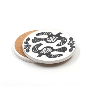 Coasters: 100% NZ  Ceramic Coaster Linocut Kereru