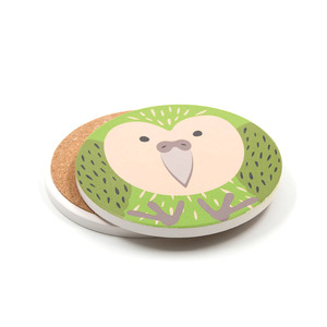 Coasters: 100% NZ Cuties  Ceramic Coaster Kākāpō
