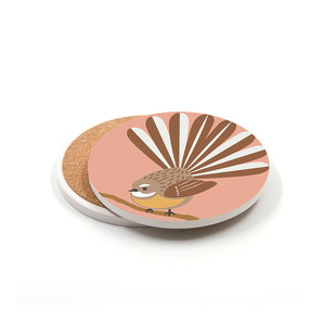 Coasters: 100% NZ Ceramic Coaster Fantail