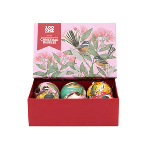 100% NZ Christmas Baubles Native Birds Set of 6