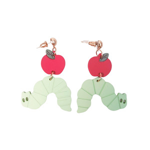 Pop Perspex Earrings Apple Caterpillar