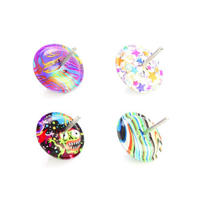 Wooden And Tin Toys: Metal Hopping Spinning Top Assorted
