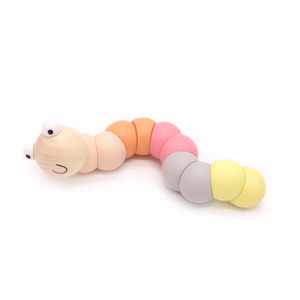 Wooden And Tin Toys: Wooden Wiggly Jointed Worm Pastel