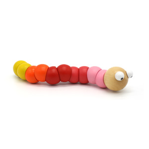 Wooden And Tin Toys: Wooden Jointed Wiggly Worm Bright