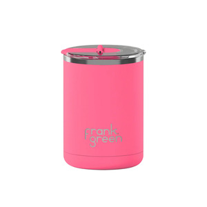 Reuseable Cups: Frank Green Ceramic Coffee Cup with Hinged Lid 12oz Bubblegum Blast