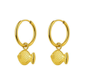 Iko Iko Huggie Earrings Fish Gold