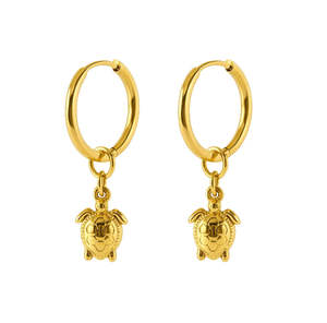 Iko Iko Huggie Earrings Turtle Gold