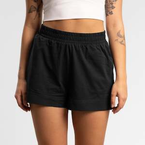 Womens Shorts Pants: Script Box Short Women's BLACK
