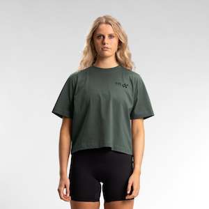 Womens Tees: Checkered Relaxed Tee Women's MILITARY