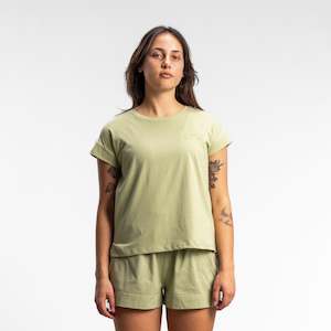 Womens Tops On Sale: Script Box Tee Women's Sage