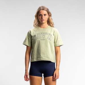 Womens Tops On Sale: Varsity Line Relaxed Tee Women's Sage