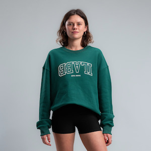 Womens Tops: Varsity Block Crew Unisex MOSS