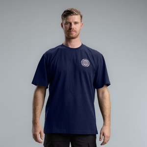 Mens Tops: Positivity Block Tee Unisex WASHED NAVY