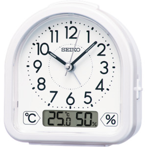 Seiko: Seiko Alarm Clock Pearl White QHE191-W