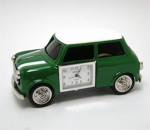 Clocks: Collectable Clocks - Green Mini Cooper CC3267GN