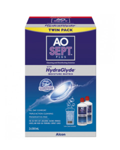 Contact Lens Care: AoSept Plus with HydraGlyde Twin Pack (2 x 360ml)
