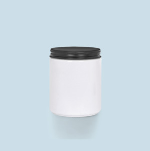 White Glass Candle Container - Black Lid x 250ml - Illumina Candle Supplies
