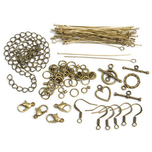 Cousin Jewelry Basics Metal Findings 145/Pkg Antique Gold Starter Pack