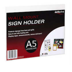 Sign Menu Poster Holders: A5 Landscape Acrylic Sleeve with holes screw mounting