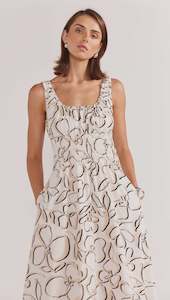 Amina Shirred Midi Dress -Floral