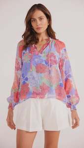 Mink Pink: Belle L/S Blouse -Spring Bloom