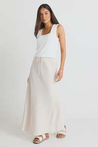 Sale: Summit Natural Tie Waist Bias Maxi Skirt - Natural