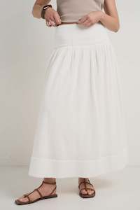 Sale: Unwind Shirred Back Maxi Skirt - Ivory