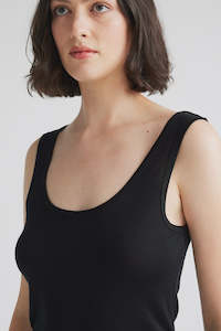 Toorallie: Merino Scoop Tank -Black