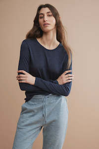 Crew Merino Tee -Navy Melange