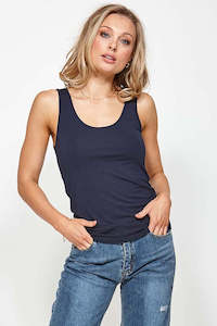 Slips Camis Singlets: Short Core Tank - Navy