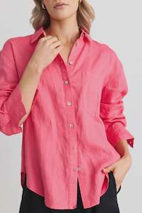 Optimum  Linen Oversized Shirt - Fuchsia