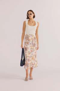 Mink Pink: Marceline Bias Midi Skirt - Chintz Floral