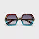 Emma Hexagonal Sunglasses - Havana/Blue