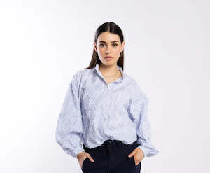 Fray Shirt -Blue Stripe