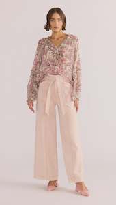 Mink Pink: Dahlia Denim Panel Jeans - Light Pink