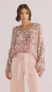 Mink Pink: Cadence L/S Blouse - Pink Paisley