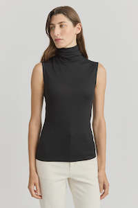 Toorallie: Sleeveless Roll Neck Top - Black