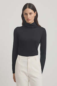 Toorallie: Turtle Neck Merino Tee - Black