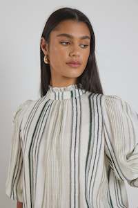 Poet High Neck Top -Forest Stripe