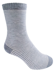 Stripe Wool Cashmere Socks -Grey Marle/Natural