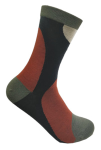 Ds Socks: Merino Crew Abstract Panels Socks -Forest Night