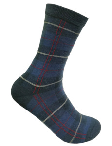 Ds Socks: Merino Crew Tartan Socks -Blueberry