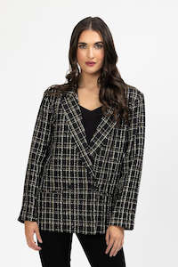 Dylan Blazer -Black Gold Lurex Check