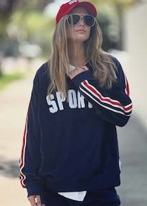 Hammill Co 1: Sporty Velour Sweat -Navy