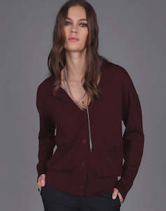 Merino Classic Cardi -Merlot