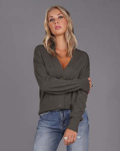 Storm: Merino Classic Cardi -Army Green