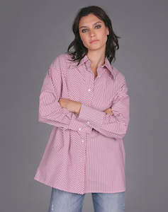 Sideways Stripe Shirt -Burgundy Stripe