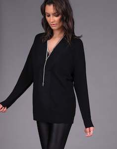 Storm: Shawl Collar Chunky Sweater- Black