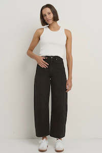 Jeans: Varsity Forward Seam Barrel Jeans - Black Wash